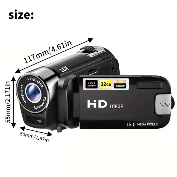 NEW HD Digital Camera with 16x Zoom - Handheld Video Recorder for Home - Picture 8 of 9